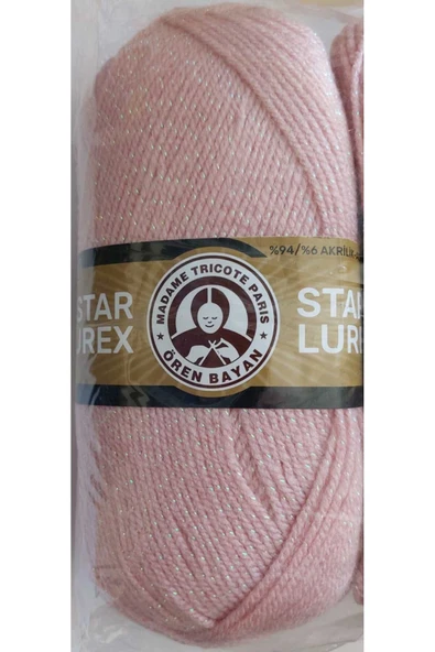 Ören Bayan Star Lurex Metalik El Örgü Ipi 100g 001 Y Pembe - 2
