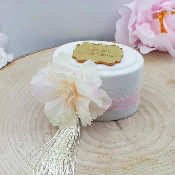 Büyük Çiçekli Flok Kutu Üzeri Pleksi Nikah Şekeri(30 Adet) ürün görseli