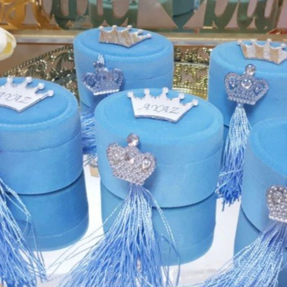 Plastik Taçlı Kutu Pleksi İsimli Ve Fiyonklu(30 Adet)