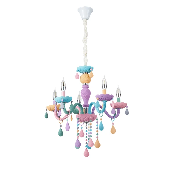 Apliqa Kona 5'Li Cam Kollu Çok Renkli Çocuk Odası Salon Avize - Resim 2