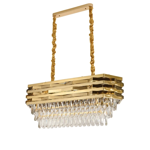 Apliqa Corde 80'Lik Yemek Masası Sıralı Gold Kaplamalı Kristal Avize ürün görseli