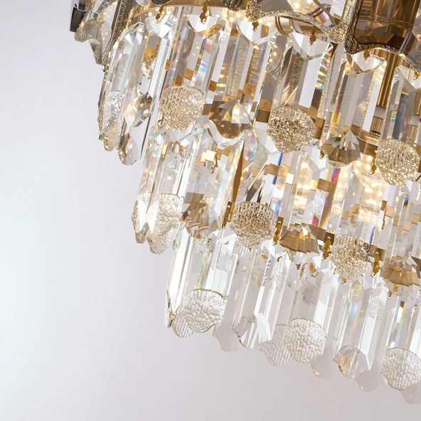 Apliqa Colın 80'Lik Yemek Masası Üstü Krom Kaplamalı Kristalli Avize - Resim 3