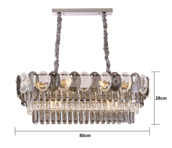 Apliqa Sento 80'Lik Yemek Masası Üstü Sıralı Kristallli Avize - Resim 5