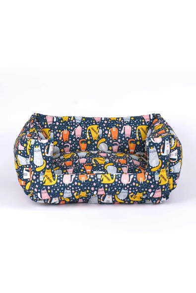 Desenli Kedi-Köpek Yatağı, Küçük Irk Köpek Yatağı, Yumuşak Kedi Yatağı, Köpek Yatağı Minder 45x50x22 cm - 3