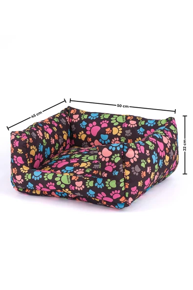 Desenli Kedi-Köpek Yatağı, Küçük Irk Köpek Yatağı, Yumuşak Kedi Yatağı, Köpek Yatağı Minder 45x50x22 cm - 8