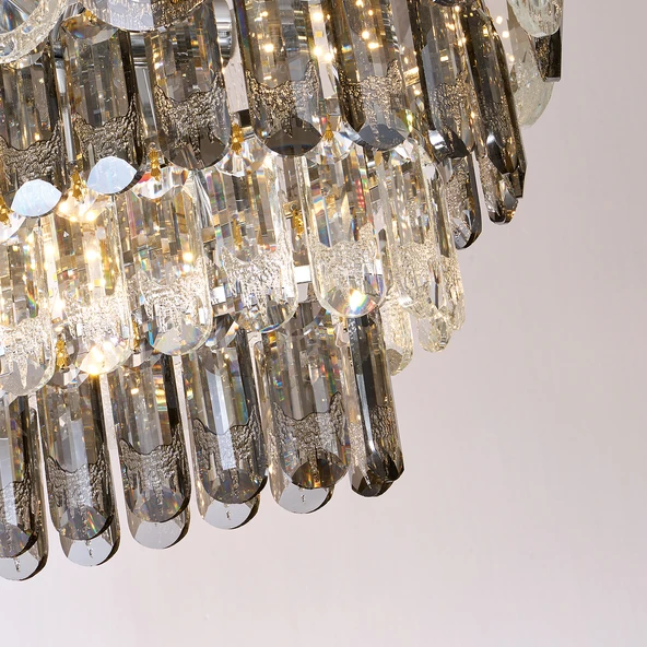 Apliqa Sento 80'Lik Yemek Masası Üstü Sıralı Kristallli Avize - Resim 3