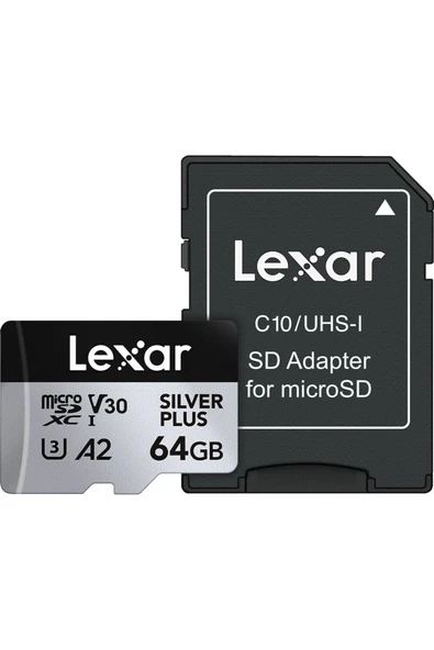 Lexar 64GB Silver Plus 205mb 4K V30 UHSI Micro SD Hafıza Kartı ürün görseli 1