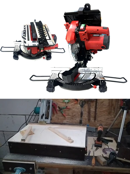 Germany Style 1200 Watt Pro 210 mm Bakır Sargı Alttan Üstten Tablalı Tezgah Üstü Gönye Kesme Makine - 2
