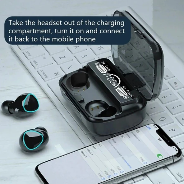 Yüksek Ses Kaliteli M10 Kablosuz Gürültü Engelleyici Mikrofonlu Bluetooth Kulaklık V5.3 - Resim 4