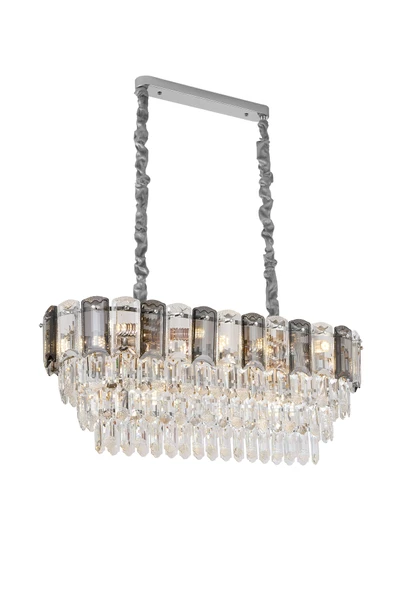 Colın 80'Lik Yemek Masası Üstü Krom Kaplamalı Kristalli Avize - Resim 6