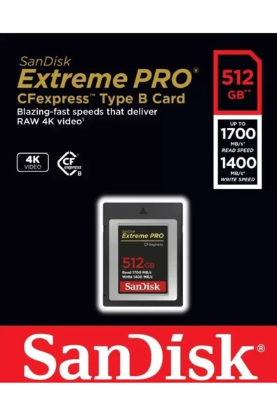 SanDisk Extreme PRO CFexpress 512GB SDCFE-512G-GN4NN 1700MB/s Type B XQD 4K Hafıza Kartı - 4