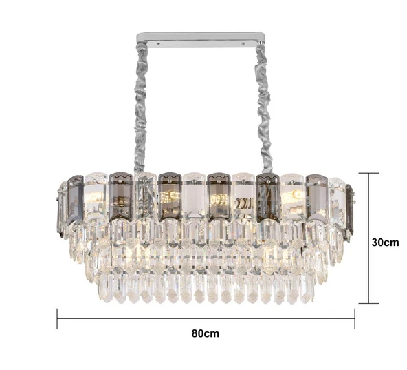 Colın 80'Lik Yemek Masası Üstü Krom Kaplamalı Kristalli Avize - Resim 9