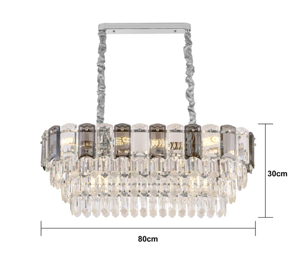 Colın 80'Lik Yemek Masası Üstü Krom Kaplamalı Kristalli Avize - Resim 10