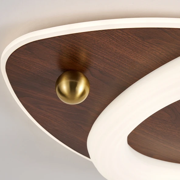 Apliqa Trıplo Ahşap Detaylı Plafonyer Ledli Avize - Resim 4