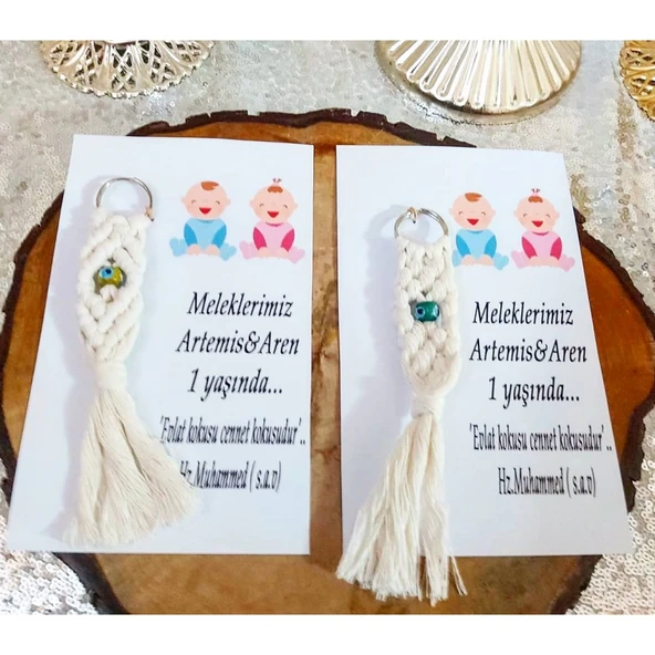 Nazarlıklı Makrome Anahtarlik Hediyelik Bebek Şekeri(30 Adet) - 5