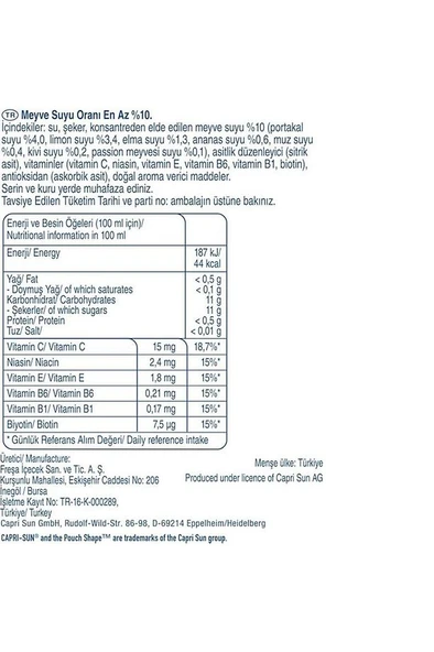 CAPRİ-SUN 200 ML MULTİ VİTAMİN MEYVE SUYU 20 Lİ - 3