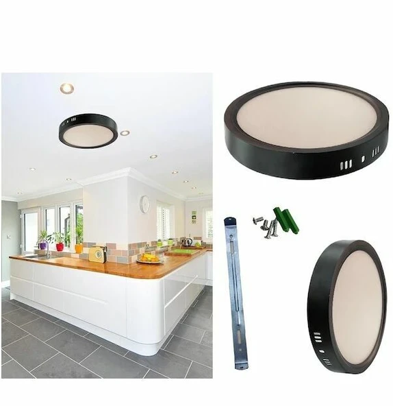 ACK 24w Günışığı Siyah Kasa Yuvarlak Sıva Üstü Led Panel AP03-02401