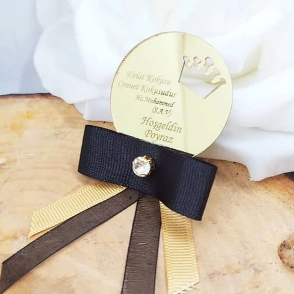 Yuvarlak Taç Desenli Taşlı Pleksi Bebek Hediyesi(30 Adet)