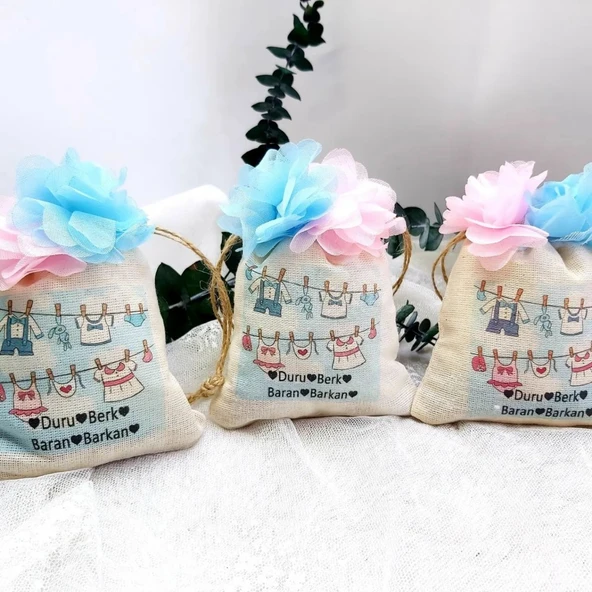 Kişiye Özel Lavanta Kesesi İkiz Bebek Hediyesi, Bebek Me(30 Adet) - 2