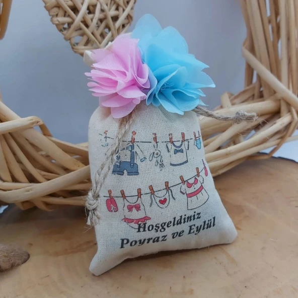 Kişiye Özel Lavanta Kesesi İkiz Bebek Hediyesi, Bebek Me(30 Adet)