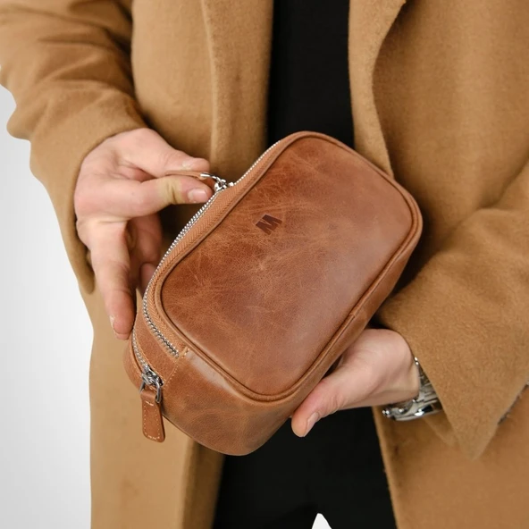 Hakiki Deri Unisex El Çantası – Fermuarlı, Parmak Askılı, Kişiye Özel | Naina 1134