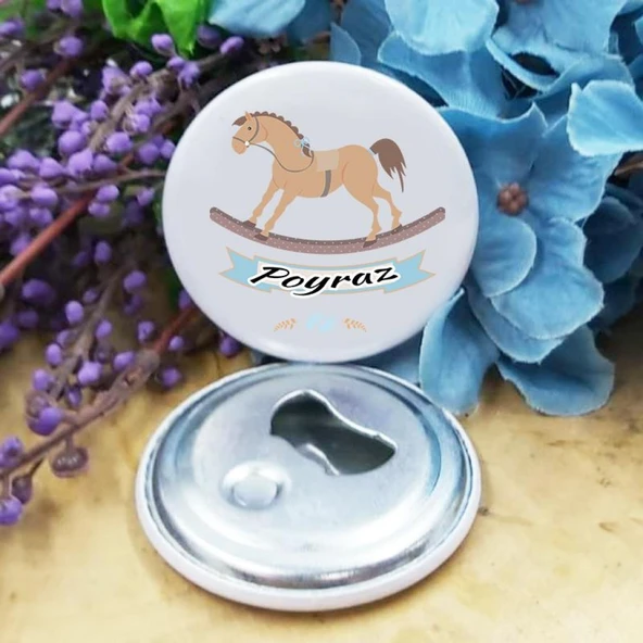 İsim Baskılı Magnetli Açacak Bebek Hediyesi Sallana At  (15 Adet) ürün görseli