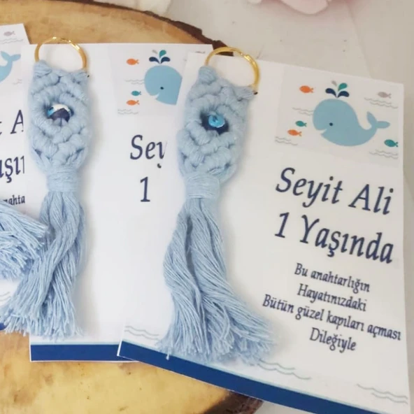 Nazarlıklı Makrome Anahtarlik Hediyelik Bebek Şekeri(30 Adet) - 2