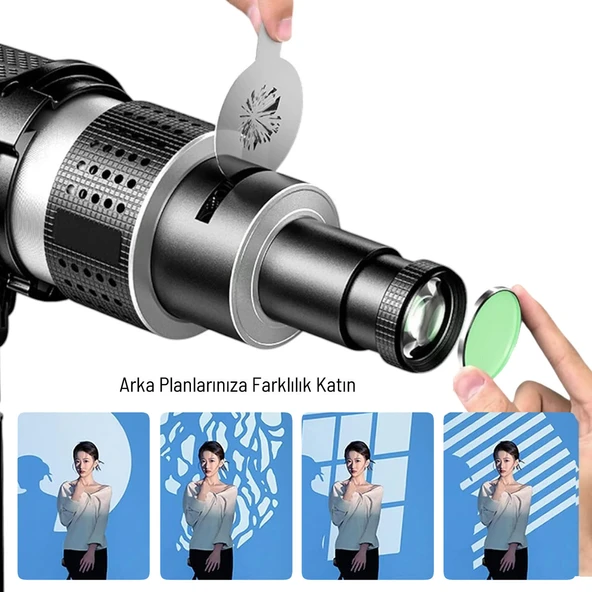 Gdx SN-02 120mm Çaplı Optik Snoot Bowens Bağlantılı 35 Desen Kartlı 5 Renkli Filtreli - 7