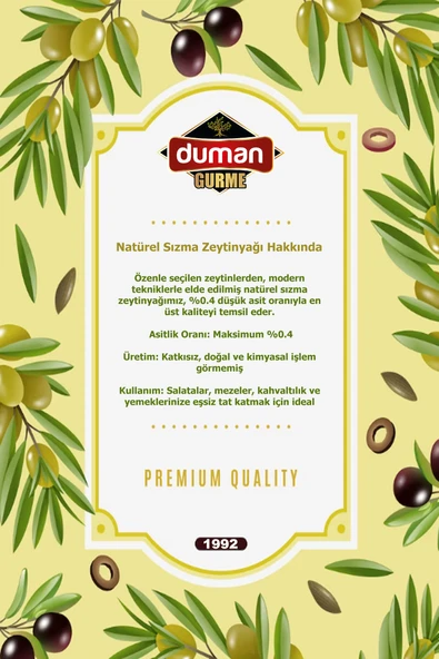 Duman Gurme Premium Sızma Zeytinyağı 5 LT - 3