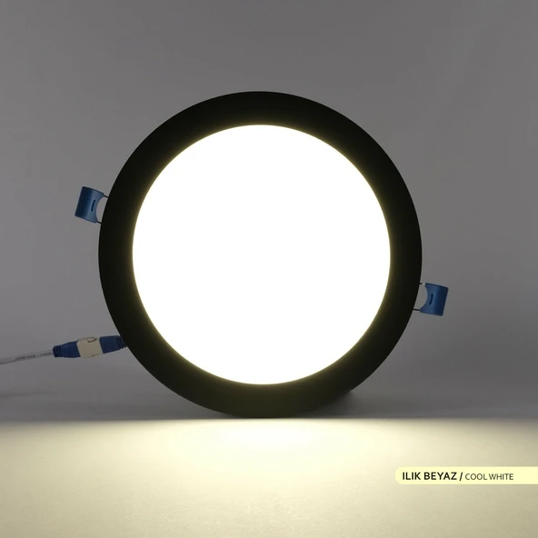 Ack 18w Ilık Beyaz 4000k Siyah Kasa Slim Led Panel Yuvarlak AP01-01811 - 3
