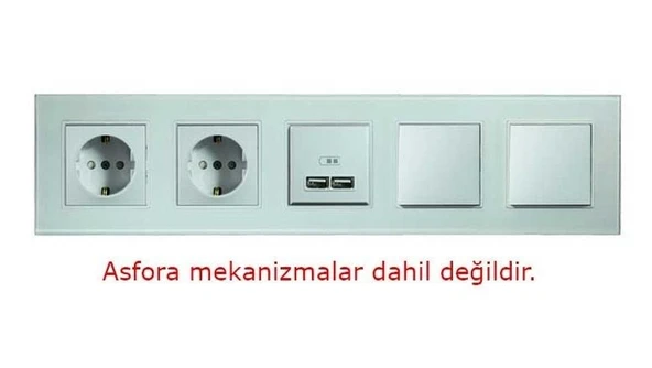 Asfir Schneider Asfora Serisine Özel Beşli Beyaz Pleksiglas Anahtar Priz Çerçevesi - 2