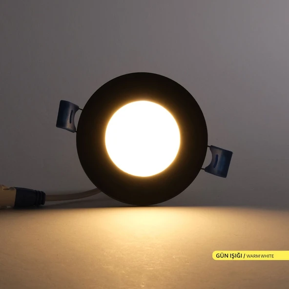 Ack 3w Günışığı 3000k Siyah Kasa Slim Led Panel Yuvarlak AP01-00301 - 3