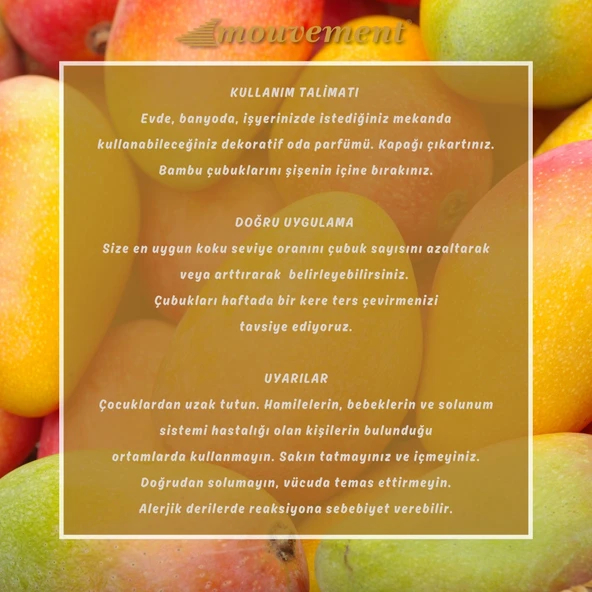 MOUVEMENT Mango 100 ml Bambu Çubuklu Oda Kokusu Evinizde Egzotik Bir Atmosfer Yaratın - 4
