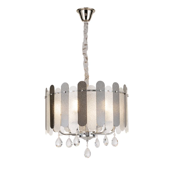 Apliqa Madera 50'Lik Krom Füme Camlı Kristal Taşlı Avize ürün görseli