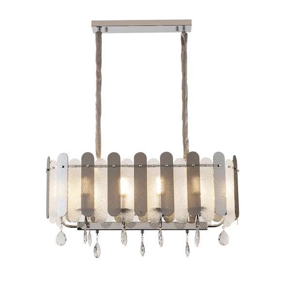 Apliqa Madera 80'Lik Krom Füme Camlı Kristal Taşlı Avize ürün görseli