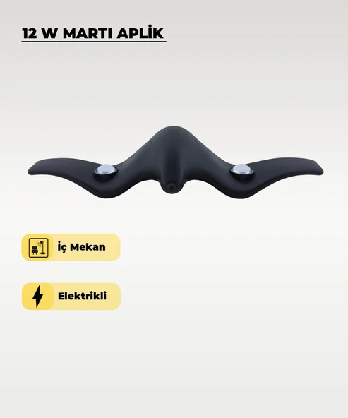 12 W. Martı Aplik 3200K Sarı Işık - 1