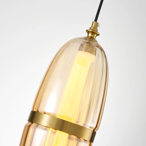 Apliqa Aleya 6 Watt 3000K Ledli Bal Camlı Tekli Sarkıt Led Avize - Resim 4