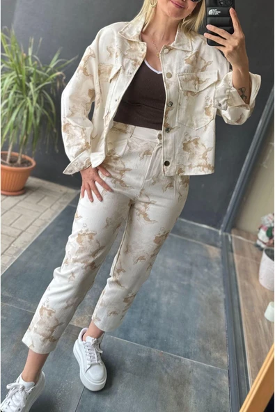 Oversize Desenli Geniş Kesim Denim Kot Çift Cepli Overshirt Ceket Tarzı Mevsimlik Jean Gömlek - 11