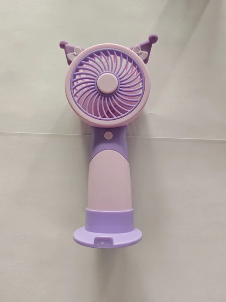 Mini El Fanı Şarjlı Telefon Tutuculu Figürlü 3 Kademeli Taşınabilir Vantilatör Masa El Tipi Serinletici Soğutucu