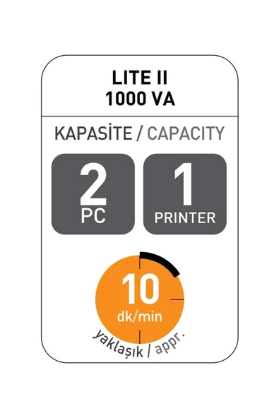 Tunçmatik 1000VA / 600W Lite II Line İnteractive UPS Güç Kaynağı TSK5208 - Resim 4