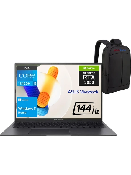 Asus Vivobook 16X K3605VC-RP369W Core I5 13420H 24GB 2TB SSD RTX3050 16" Wuxga IPS 144Hz Windows 11 Home Dizüstü Bilgisayar - Webzone Çanta Wz4