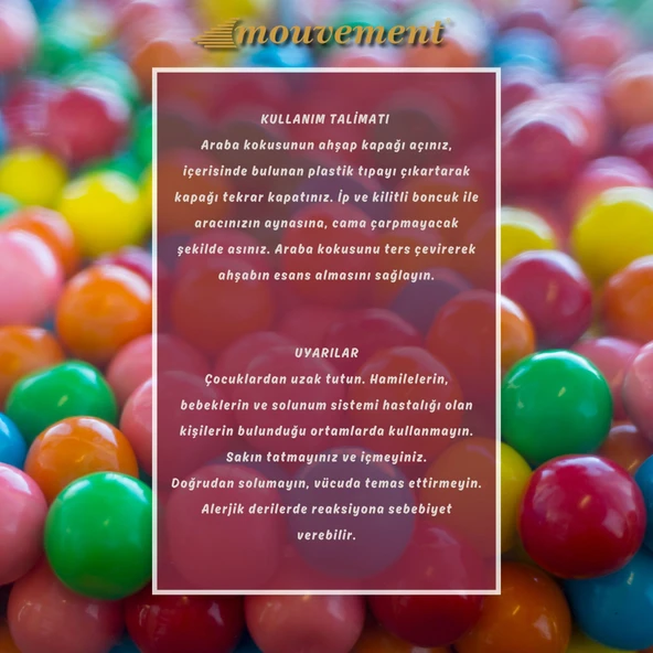 Bubblegum (SAKIZ) Tatlılığı Oto Kokusu ile Aracınızda Neşeli ve Enerjik Bir Atmosfer Yaratın Model - Resim 4