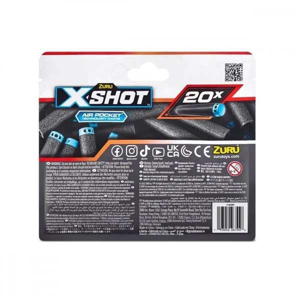 X Shot Excel 20’li Yedek Sünger Dart Paketi | 8 Yaş ve Üzeri Çocuklar İçin Ekstra Atış Gücü ve Uzun - 6