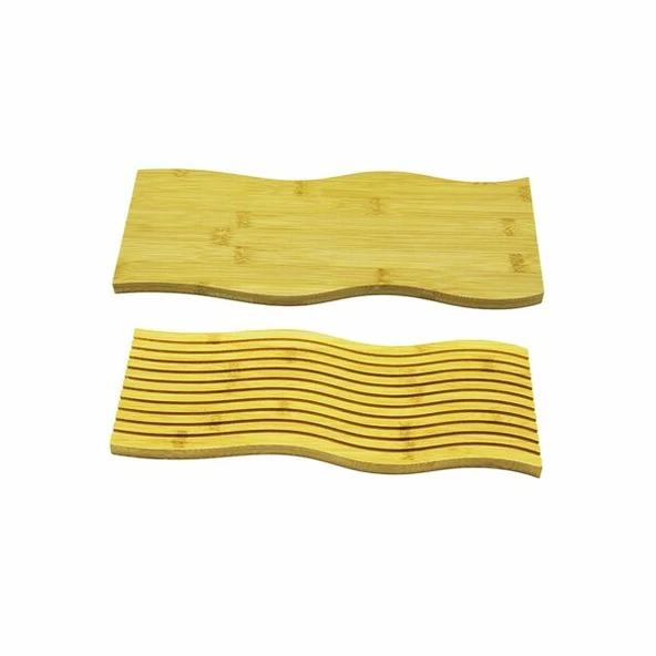 Periboia Dalgalı Çift Taraf Tasarımlı Ahşap Sunum Tepsisi