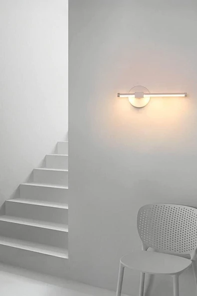 Voxify Kılıç Model Beyaz Kasa Dekoratif Banyo Duvar Ayna Tablo Resim Aydınlatması Led Flüt Aplik Sarı Işık - 4