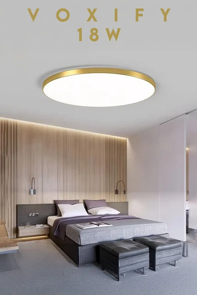 Voxify 18w Gold Çerçeve Kasa Renk Sıva Üstü Led Panel Armatür Avize Salon Mutfak Banyo Balkon ürün görseli