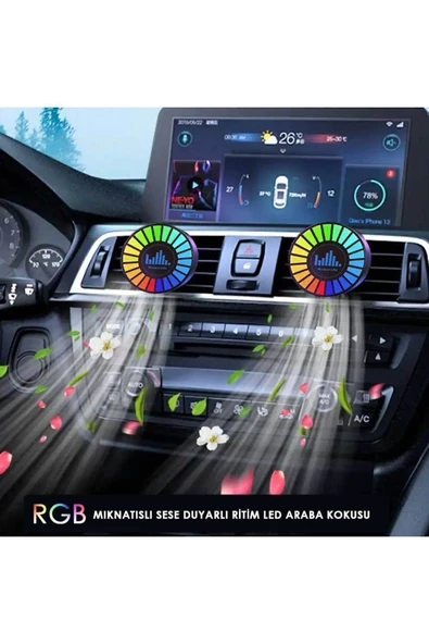 Rgb Sese Duyarlı Ritim Animasyonlu Müzik Ekolayzer 22 Ledli Şarjlı Kokulu Led Disk - 5
