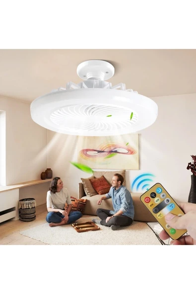 ADAL Vantilatör 3 Kademe Hız Dimlenebilir 3 Renk Led Işıklı Poyraz Kumandalı Fan Led Ampul - 7