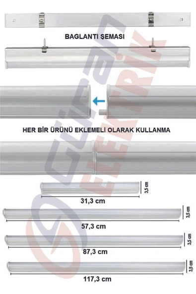 Cata Mutfak Tezgah Altı Aydınlatması-raf Aydınlatması 60cm Led Sarı Işık - 3