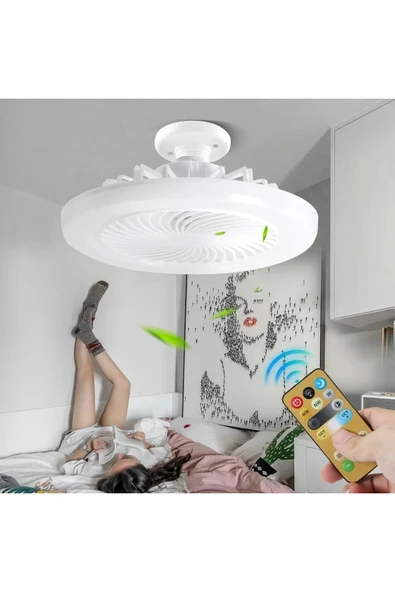 ADAL Vantilatör 3 Kademe Hız Dimlenebilir 3 Renk Led Işıklı Poyraz Kumandalı Fan Led Ampul - 6